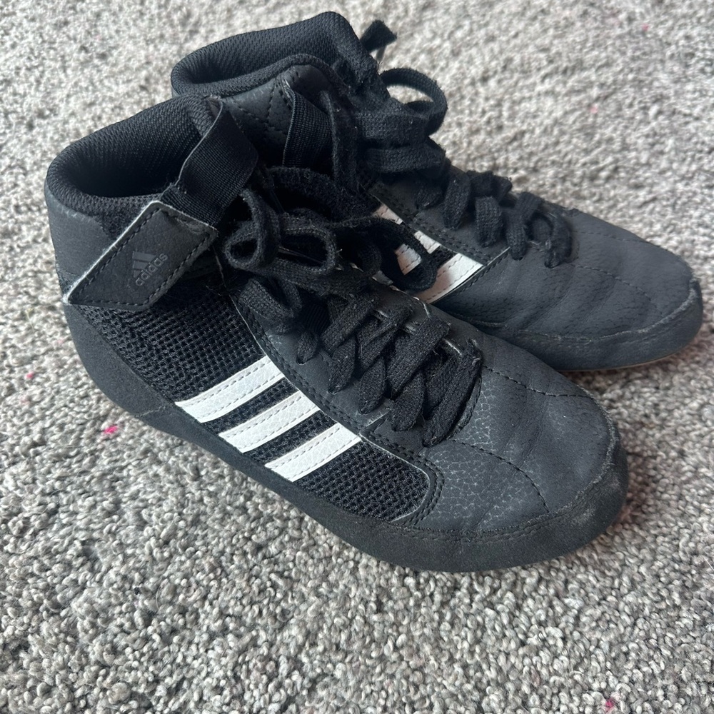 Adidas Kids Black and White wrestling shoes